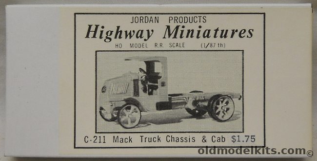 Jordan Products 1/87 Mack Truck Chassis With Cab - HO Scale, C-211 plastic model kit